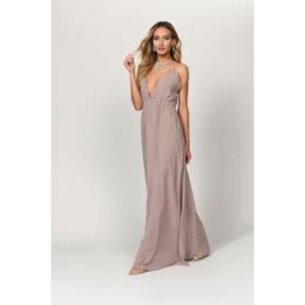 TOBI Taupe Abegayle Plunging Lace-Up Maxi Dress‎ - NWT